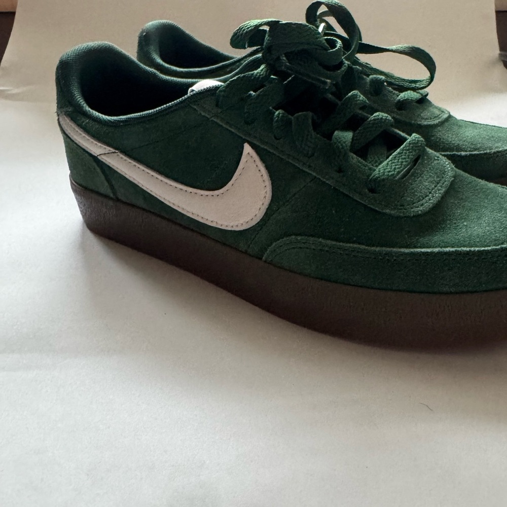 Nike Kids Green Suede Sneakers with White Swoosh